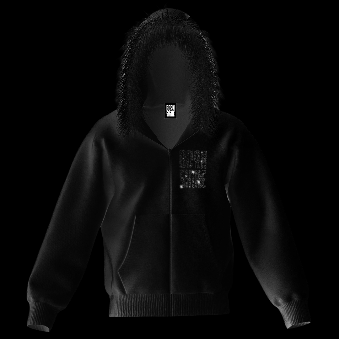 COTTON FUR HOODIE - TRIPLE BLACK - Drippis