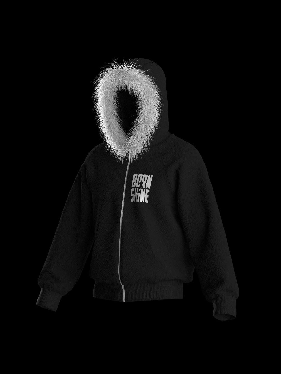 FUR HOODIE - BLACK - Drippis
