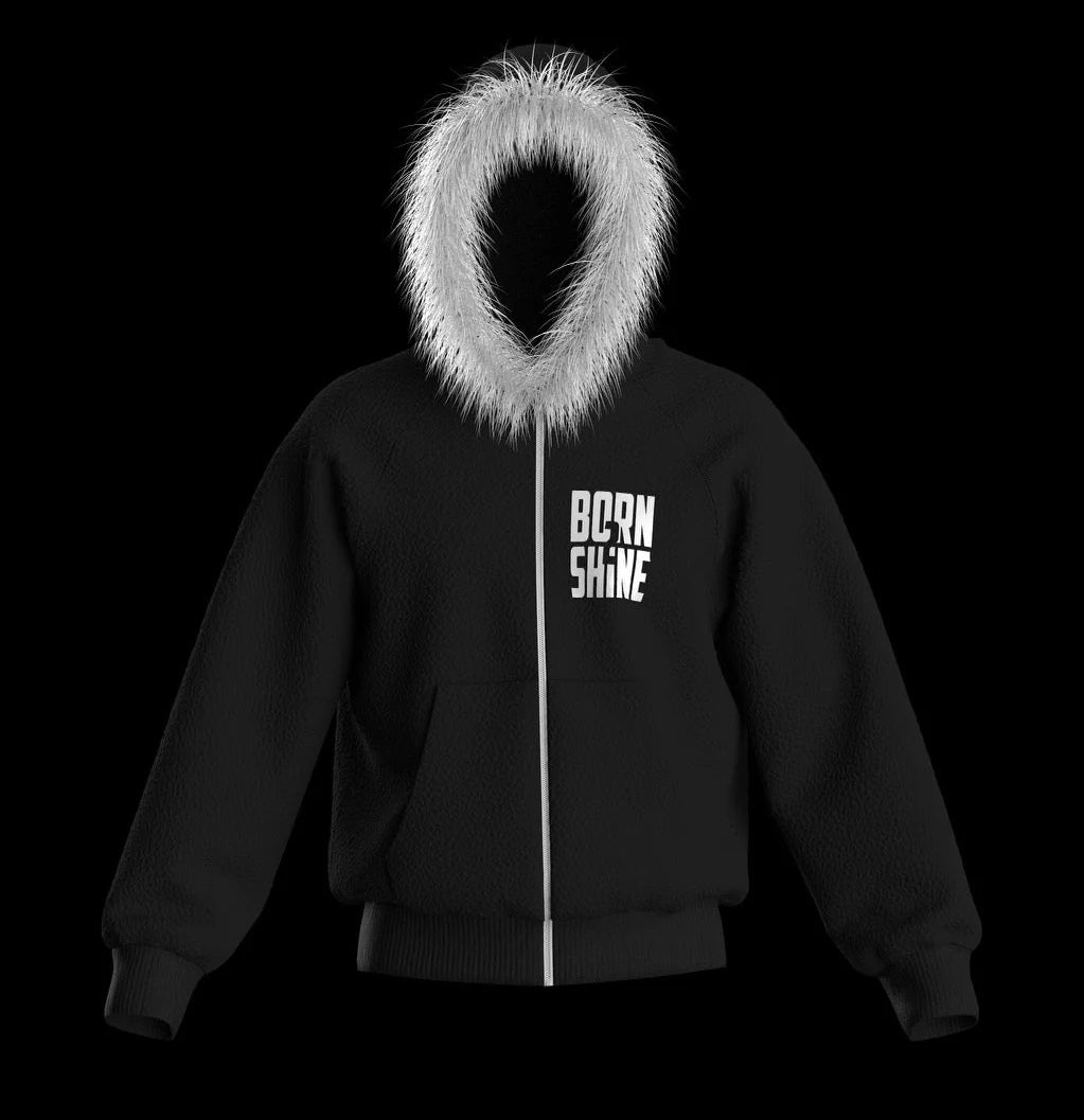 FUR HOODIE - BLACK - Drippis