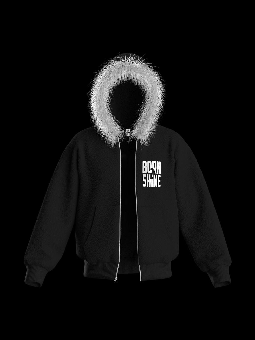 FUR HOODIE - BLACK - Drippis