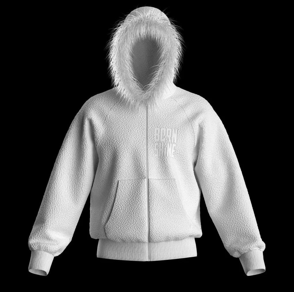 FUR HOODIE - WHITE - Drippis