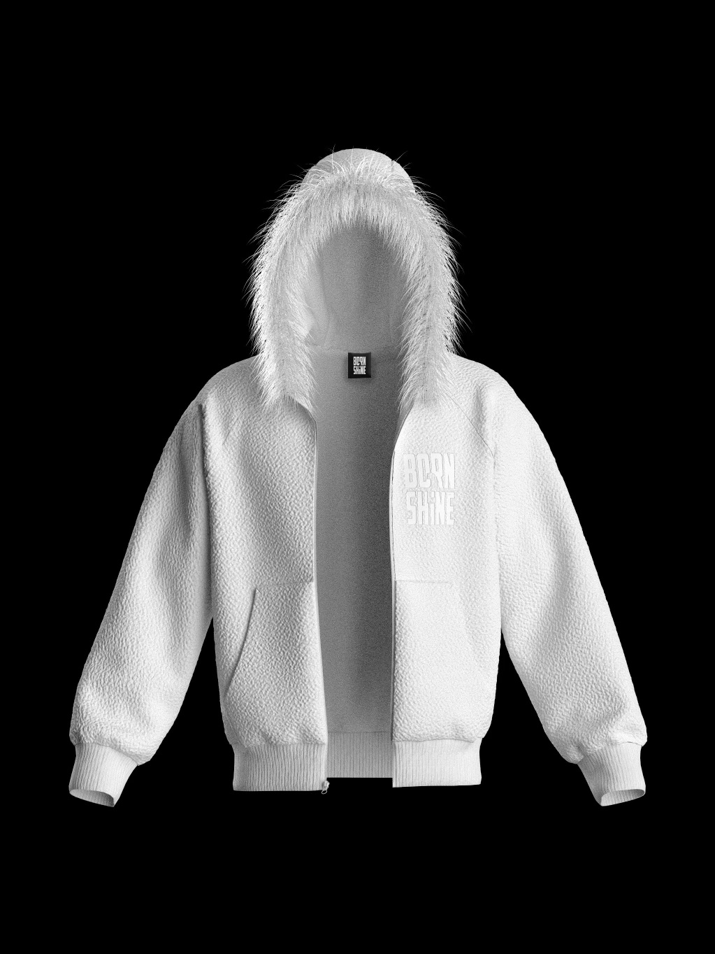 FUR HOODIE - WHITE - Drippis