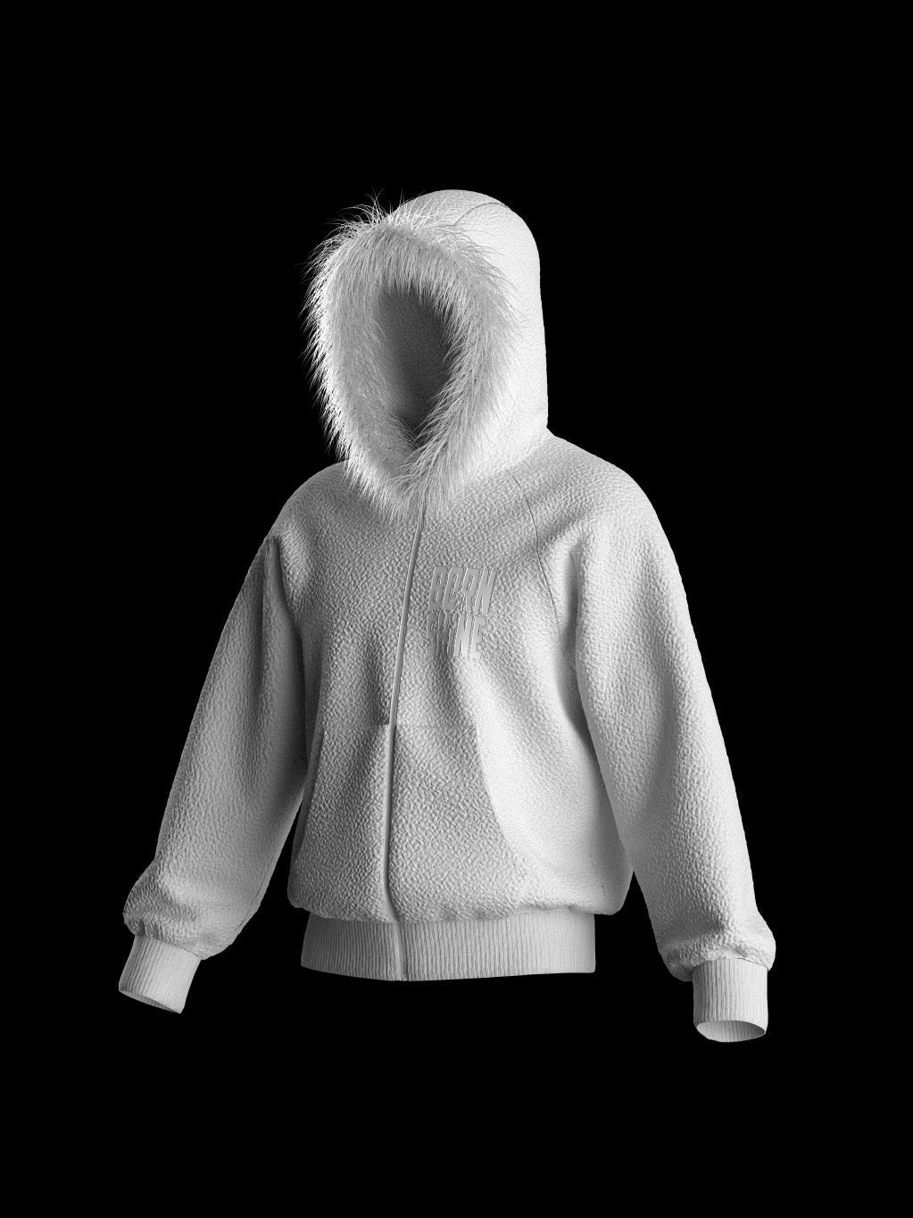 FUR HOODIE - WHITE - Drippis