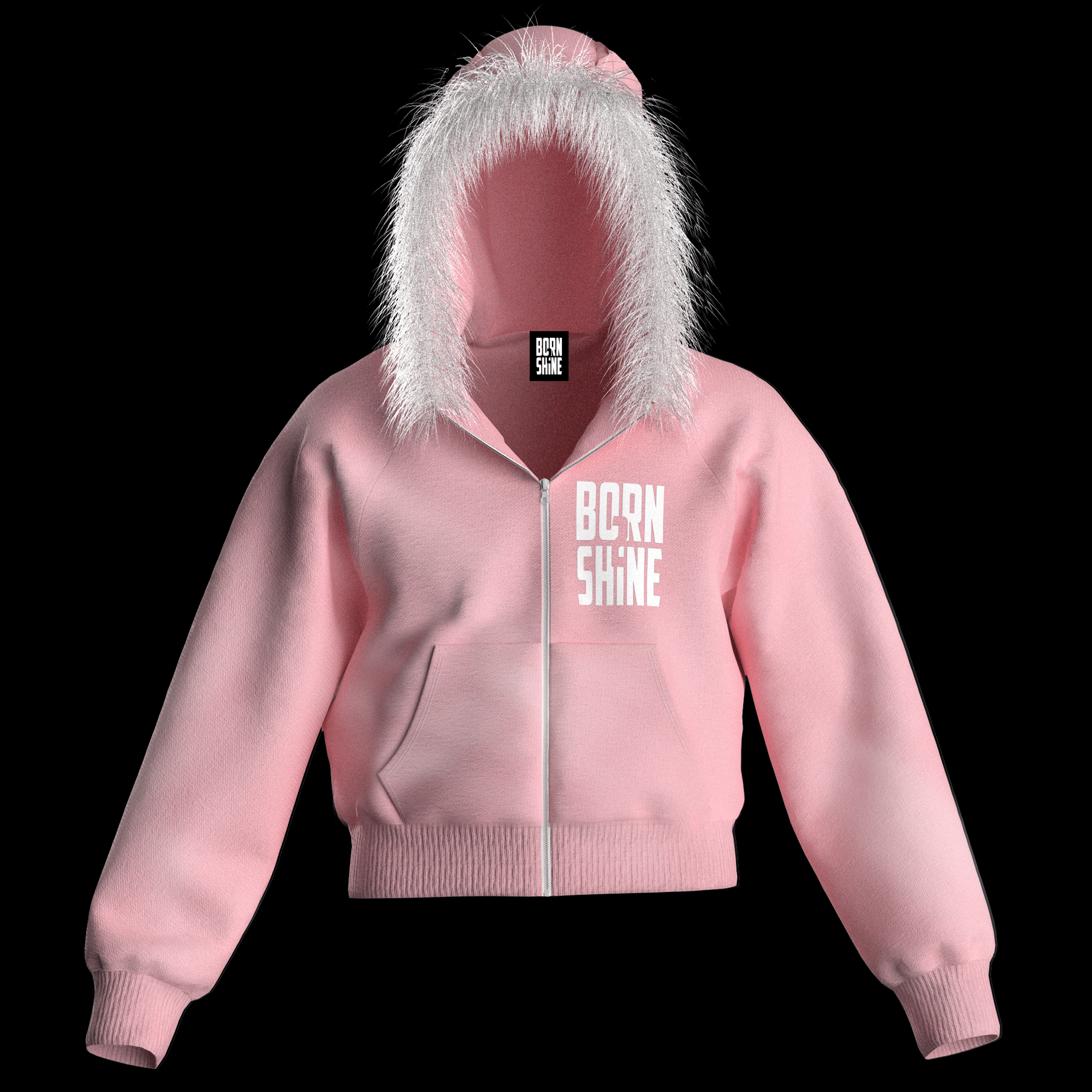 WOMAN COTTON FUR HOODIE - PINK - Drippis